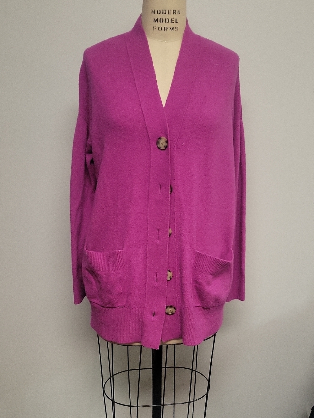 LOFT Fucsia Button Cardigan